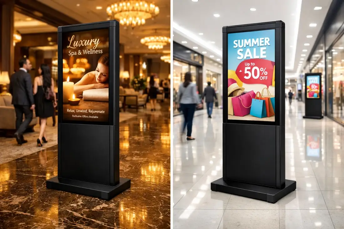 Digital signage floor standing di lobi dan mal