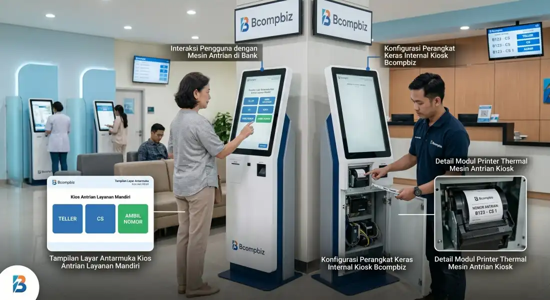 Mesin antrian digital kiosk self-service