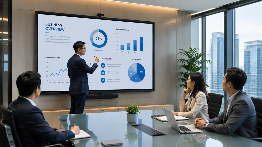 Smartboard interaktif 4K untuk presentasi